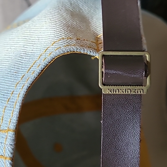 FLEUR-DE-LIS RHINESTONES STUDDED DISTRESSED FAUX-LEATHER DENIM CAP HAT - Picture 9 of 16